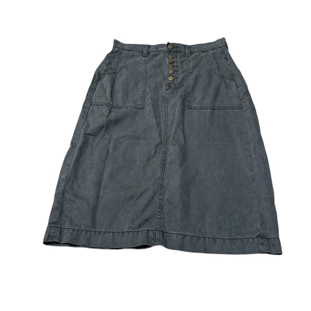 Sundance Button-Front Midi Skirt in Charcoal Gray